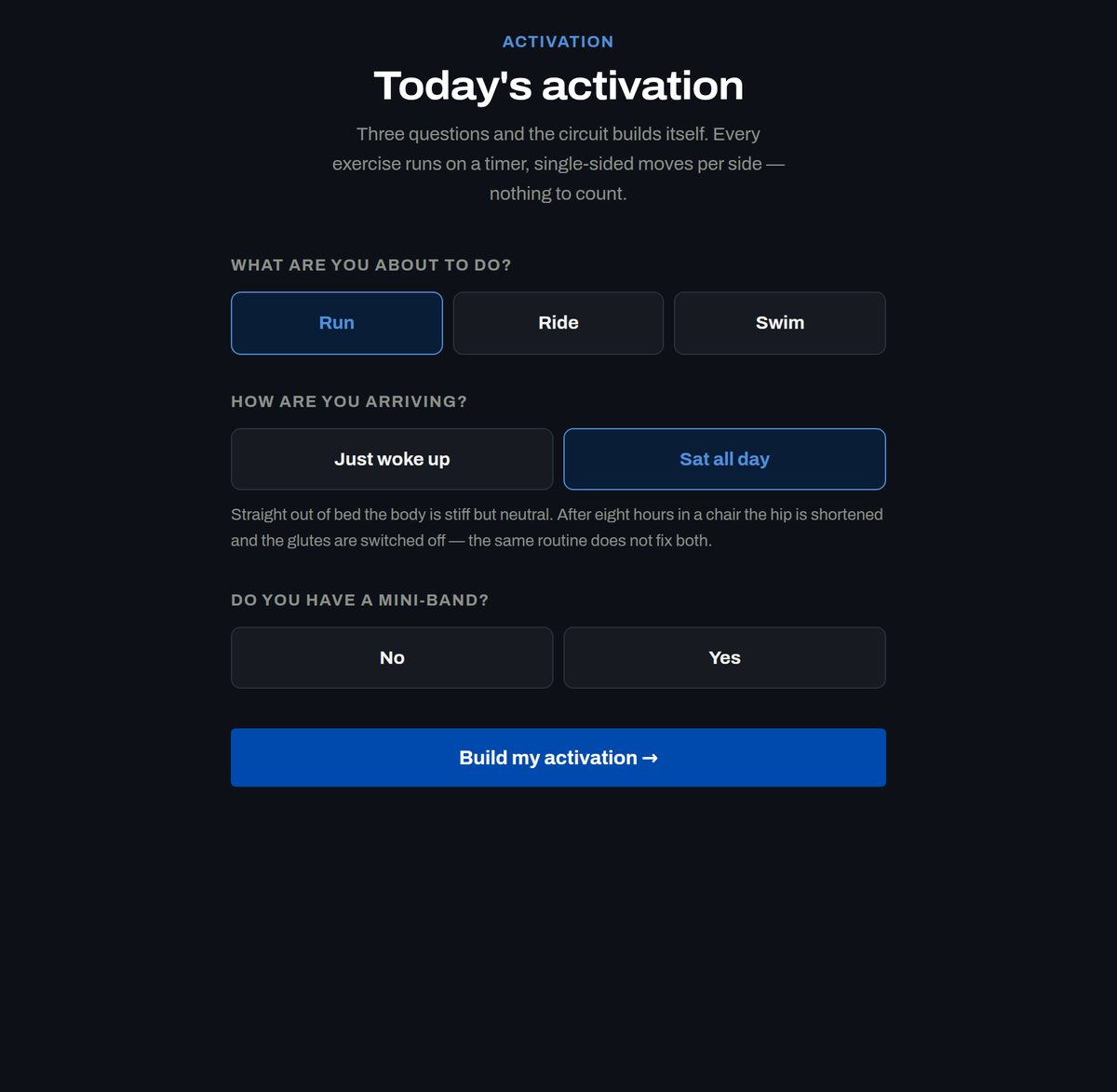 Adaptive activation routine