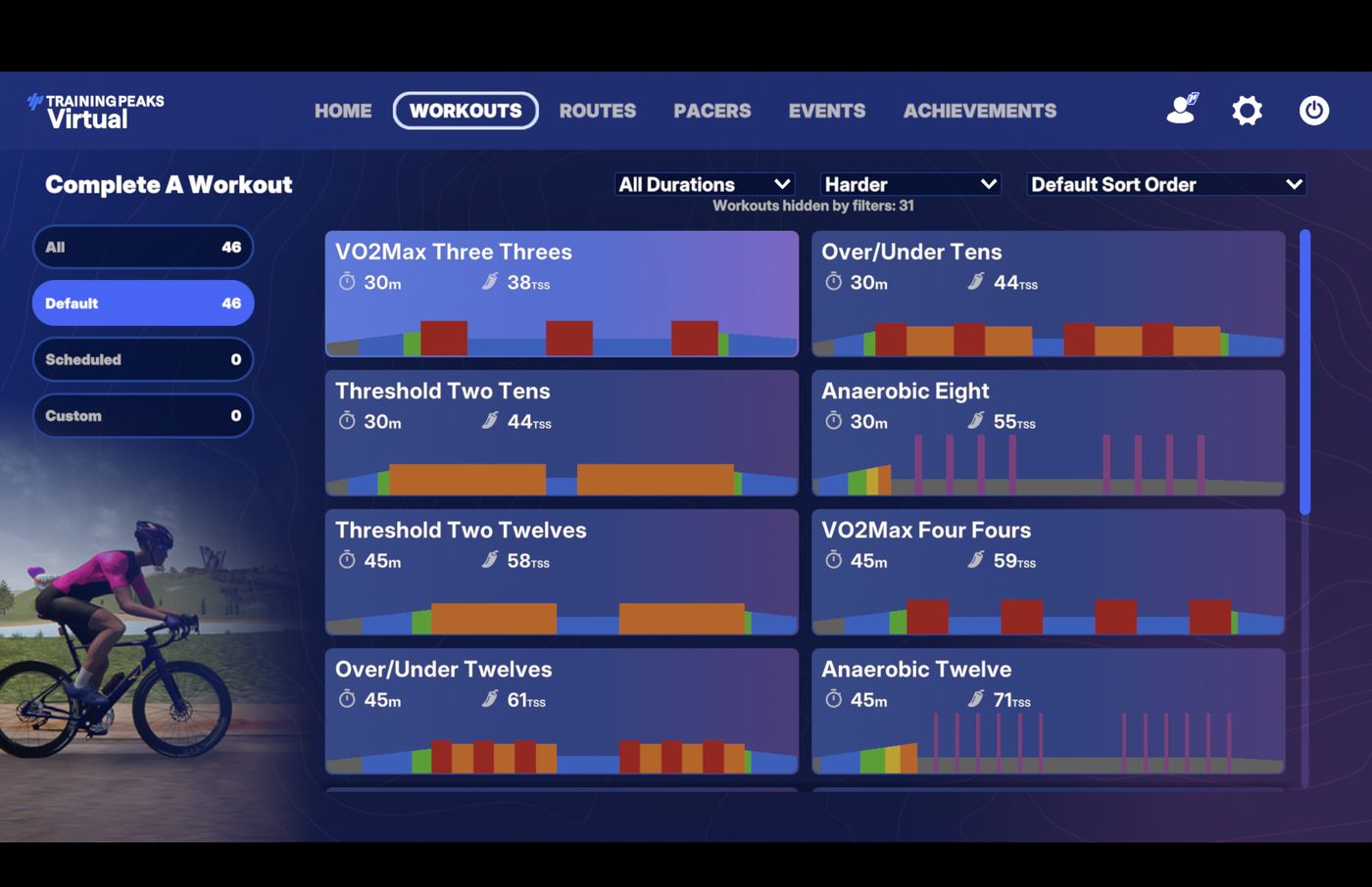 TrainingPeaks Virtual: biblioteca de entrenamientos estructurados