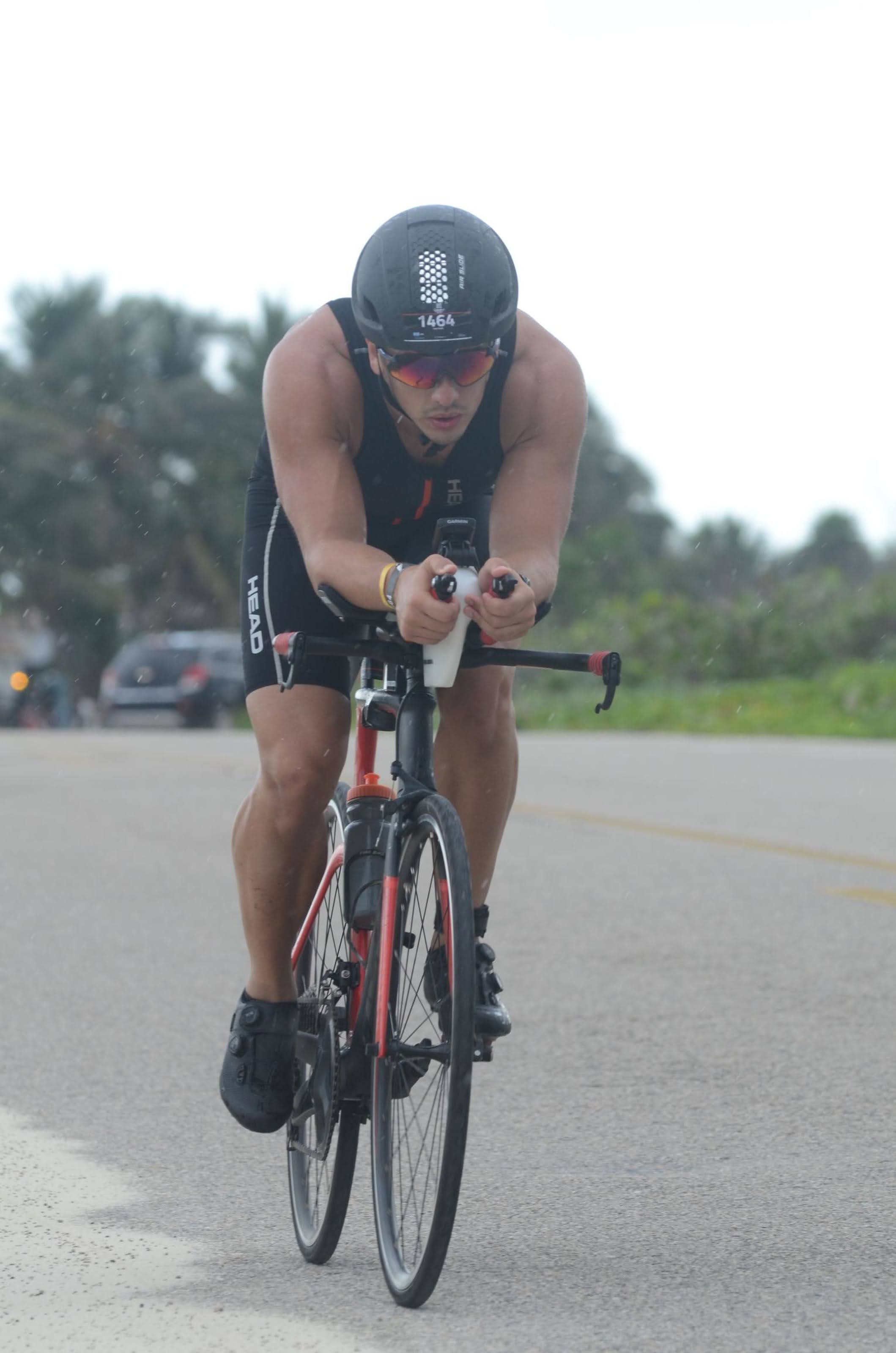 Triathlete riding